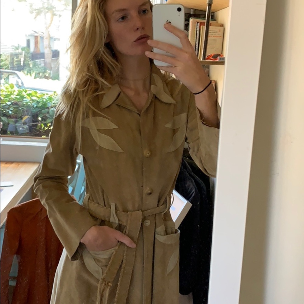 Vintage mid length suede coat.